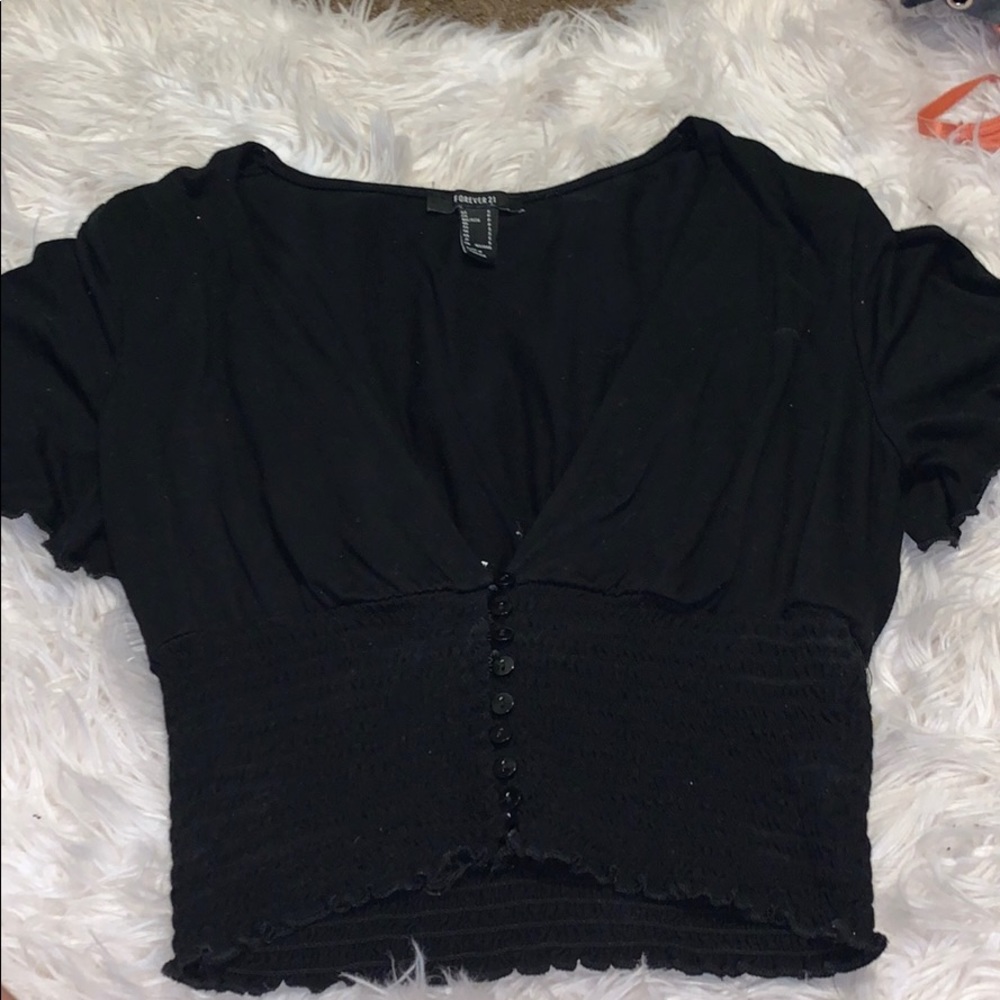 Black low front crop top